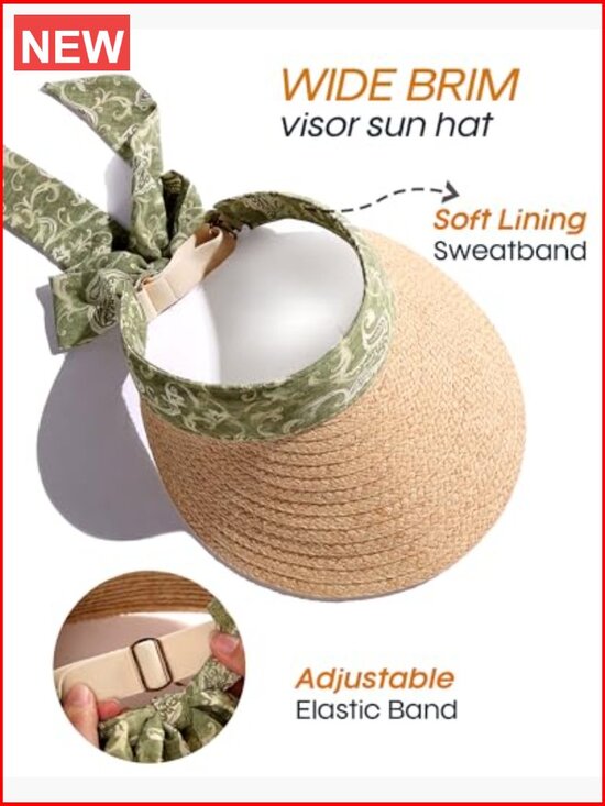 Women\'s Straw Sun Hat with Bow Ribbon, Adjustable & Packable main image 4
